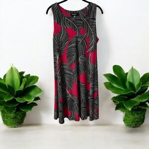 Nine West Dress Size 10 NEW W/TAGS Sleeveless Black/Pink Floral Midi Length